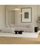 Canapé angle gauche COVA Velours gaufré Crème - 290x94x69.5