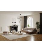 Rechtwinkliges Sofa Pioni aus gewebtem Stoff in Beige, Taupe, Beige, Cognac, mit Untergestell aus Leder — 293x170x85