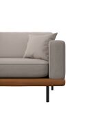 Rechtwinkliges Sofa Pioni aus gewebtem Stoff in Beige, Taupe, Beige, Cognac, mit Untergestell aus Leder — 293x170x85