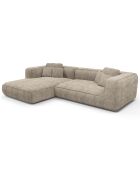 Linkes Ecksofa 280 cm ROMY Taupe gewebter Samt - 280x166x70