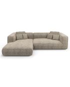Linkes Ecksofa 280 cm ROMY Taupe gewebter Samt - 280x166x70