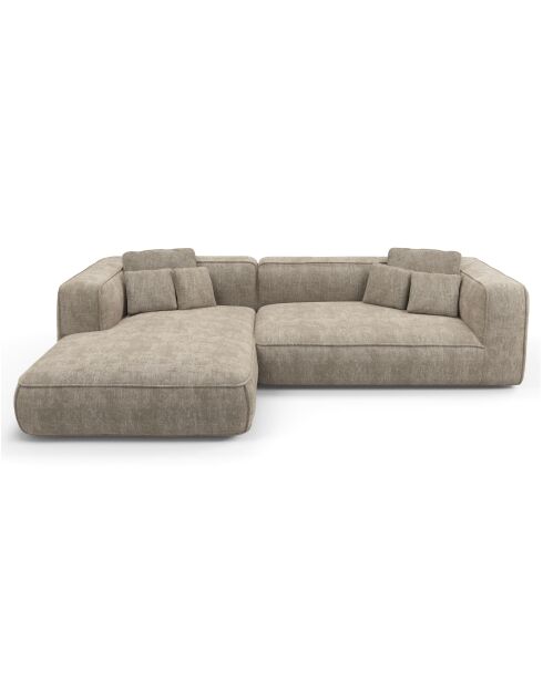 Linkes Ecksofa 280 cm ROMY Taupe gewebter Samt - 280x166x70