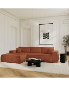 Linkes Ecksofa, ausziehbare Express-Matratze, 140 cm, RUBY, Terrakotta, Kord — 320x165x80