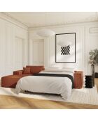 Linkes Ecksofa, ausziehbare Express-Matratze, 140 cm, RUBY, Terrakotta, Kord — 320x165x80