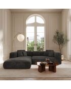 Divano angolare sinistro 280cm ROMY Velluto intrecciato nero - 280x166x70