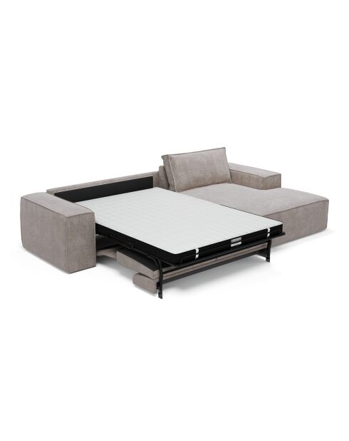 Sofá convertible de esquina derecha express colchón 140 cm RUBY taupe velvet - 320x165x80