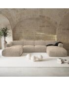 Canapé panoramique Velours tramé Beige - 363x165x73