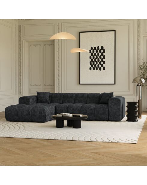 COVA linkes Ecksofa Anthrazitgrauer geprägter Samt - 290x94x69,5