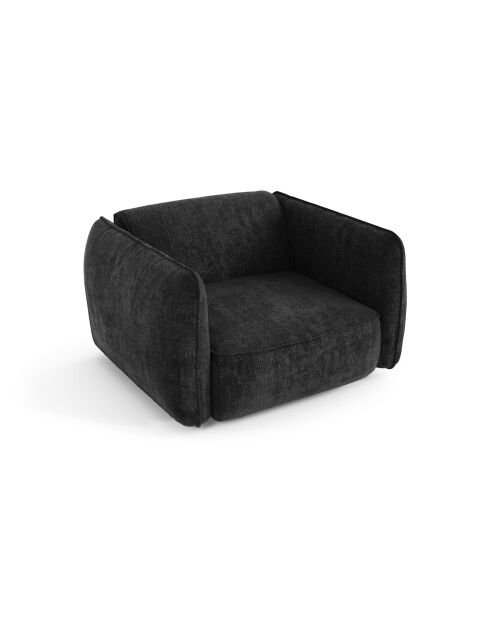 Fauteuil LIAM Velours tramé Noir - 118x102x76