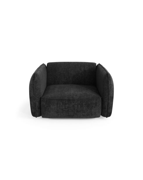 Fauteuil LIAM Velours tramé Noir - 118x102x76