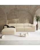 NOVA linkes Ecksofa Velvet mit cremefarbenen Mustern - 280x165x73