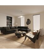 Sofá ancho angular Mikael cuero negro - 271x200x80