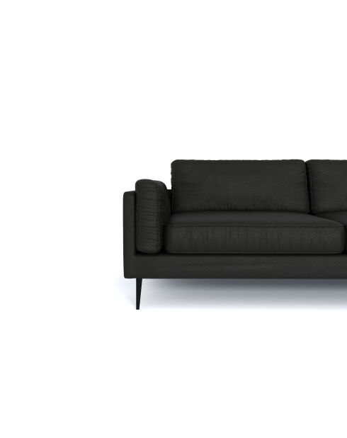 Sofá ancho angular Mikael cuero negro - 271x200x80