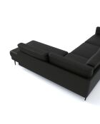 Sofá ancho angular Mikael cuero negro - 271x200x80