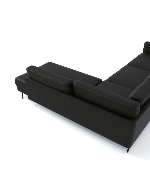 Sofá ancho angular Mikael cuero negro - 271x200x80