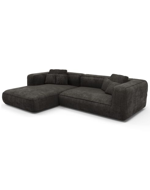 Linkes Ecksofa 255 cm ROMY Schwarzer gewebter Samt - 255x160x70