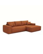 Omvormbare rechterhoekbank express matras 140cm RUBY terracotta corduroy - 320x165x80