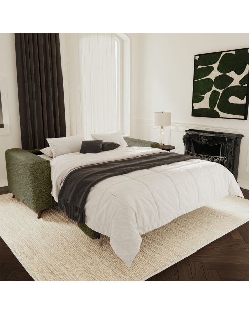 Express Sofamatratze 160 cm MILANO Olivgrüner Boucle-Stoff — 230x105x75