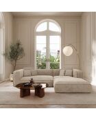 Rechtes Ecksofa 280cm ROMY Taupe gewebter Samt - 280x166x70