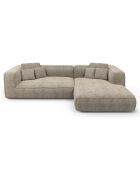 Rechtes Ecksofa 280cm ROMY Taupe gewebter Samt - 280x166x70