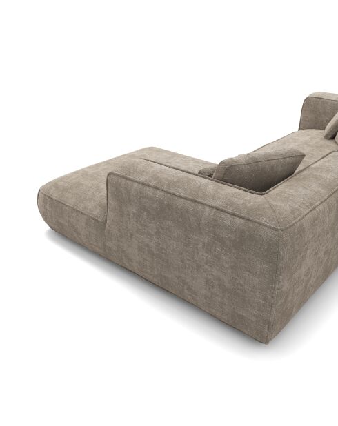 Hoekbank rechts 280cm ROMY Taupe geweven fluweel - 280x166x70
