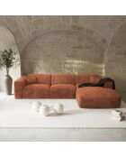 Wandelbares rechtes Ecksofa Express Dunlopillo Matratze 140 cm NOVA Terrakotta strukturierter Samt — 299x165x73