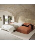 Wandelbares rechtes Ecksofa Express Dunlopillo Matratze 140 cm NOVA Terrakotta strukturierter Samt — 299x165x73