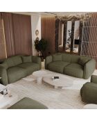 LIAM 3-Sitzer-Sofa Olivgrüner Boucle-Stoff - 196x90x74
