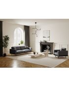 PIONI 2-zitsbank Antraciet krulstof zwart leren onderstel - 178x90x85