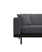 PIONI 2-zitsbank Antraciet krulstof zwart leren onderstel - 178x90x85