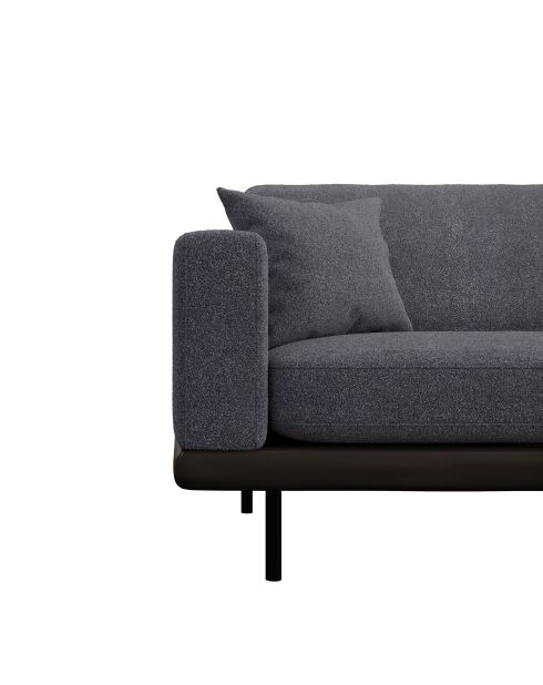 PIONI 2-zitsbank Antraciet krulstof zwart leren onderstel - 178x90x85