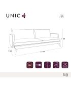Unic 2-Sitzer-Sofa, cremefarbener Webstoff, 170 x 92 x 83
