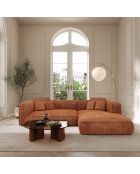 Divano angolare destro 280cm ROMY Velluto intrecciato terracotta - 280x166x70