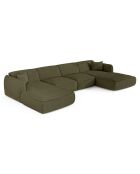 Panoramasofa mit Kissen LIAM Olivgrüner Boucle-Stoff - 346x166x76