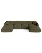 Panoramasofa mit Kissen LIAM Olivgrüner Boucle-Stoff - 346x166x76