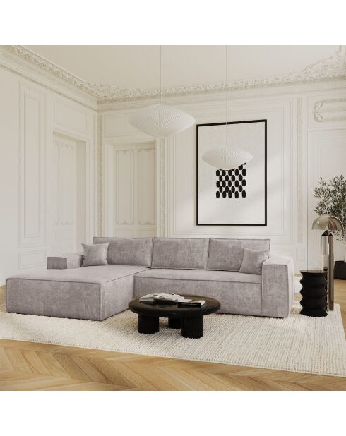 Sofá de esquina izquierda convertible express colchón 140 cm RUBY velvet taupe - 320x165x80