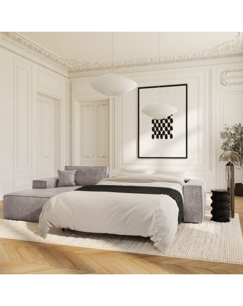 Sofá de esquina izquierda convertible express colchón 140 cm RUBY velvet taupe - 320x165x80