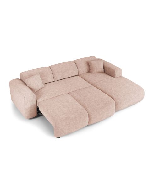 Divano convertibile ad angolo retto LIVA in velluto testurizzato rosa vintage - 283x180x73