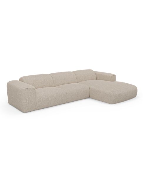 Omvormbare rechterhoekbank express Dunlopillo matras 140cm NOVA Beige Boucle stof - 299x165x73