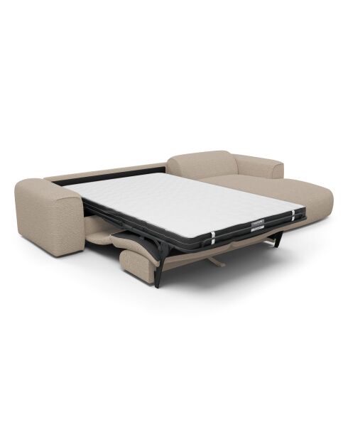 Omvormbare rechterhoekbank express Dunlopillo matras 140cm NOVA Beige Boucle stof - 299x165x73