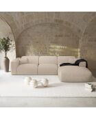 Wandelbares rechtes Ecksofa Express Dunlopillo Matratze 140 cm NOVA Beige Boucle Stoff — 299x165x73