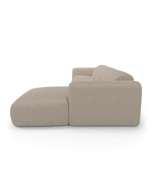Wandelbares rechtes Ecksofa Express Dunlopillo Matratze 140 cm NOVA Beige Boucle Stoff — 299x165x73