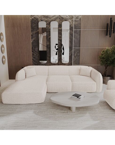 LIAM Rechterhoekbank crèmekleurige bouclé stof - 272x90x74