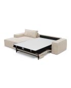 Linkes Ecksofa, umwandelbare Express-Matratze, 140 cm, RUBY, cremefarbener Samt, 140 cm — 320 x 165 x 80