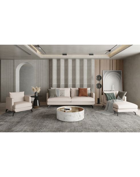 Méridienne droite Unic Beige Tissu tramé - 70x150x83