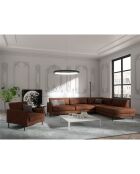 Justin cognac brede rechte hoekbank - 256x200x78