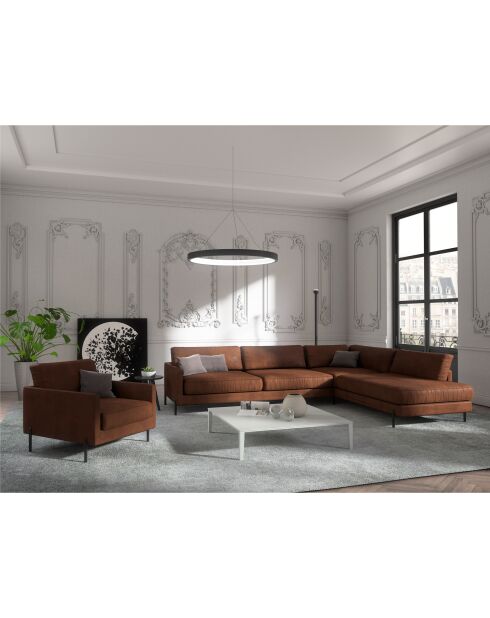 Justin Cognac Weitwinkelsofa - 256x200x78
