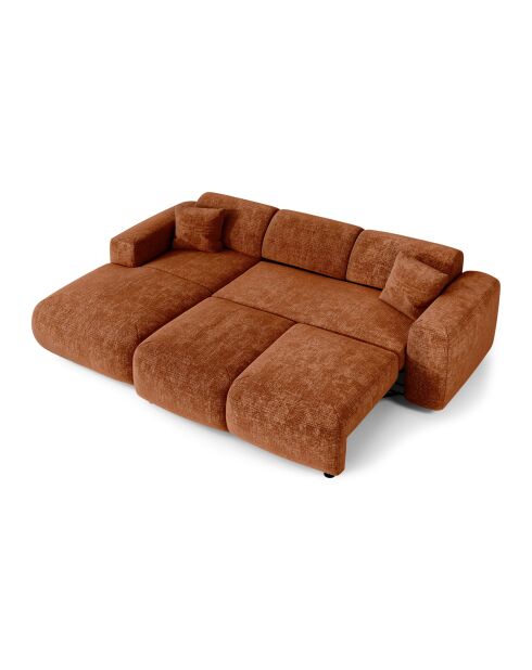 LIVA Wandelbares linkes Weitwinkelsofa aus Terrakotta geprägtem Samt — 283x180x73