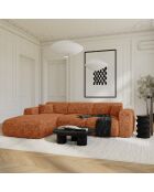 LIVA Wandelbares linkes Weitwinkelsofa aus Terrakotta geprägtem Samt — 283x180x73