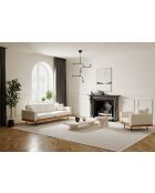 Fauteuil PIONI Tissu bouclé crème base cuir cognac - 88x90x85